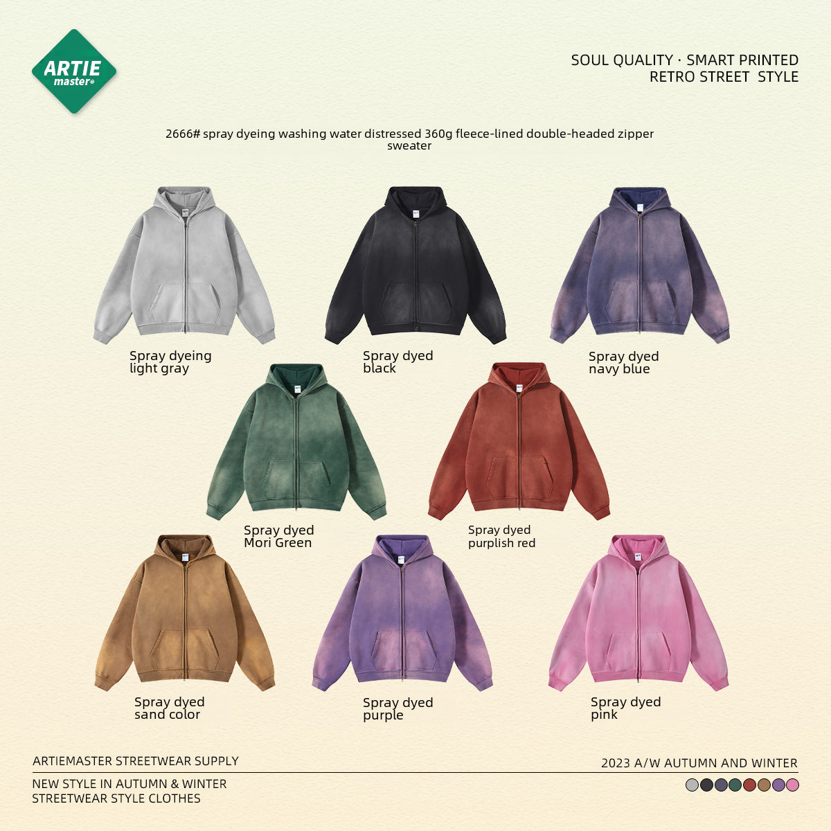 ARTIE Spray Dyed Distressed Double-Ended Zipper Jacket