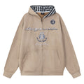 NERESUM retro plaid patchwork suede hoodie cardigan sweatshirt design oversize coat