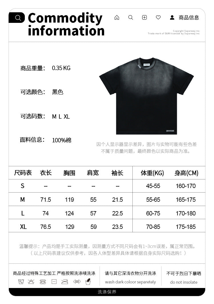 FORGIVNESS  Gradient Wash Destruction Retro Short Sleeve Tee