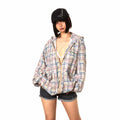 BLACKBB American Irregular Plaid Zipper Up Jacket