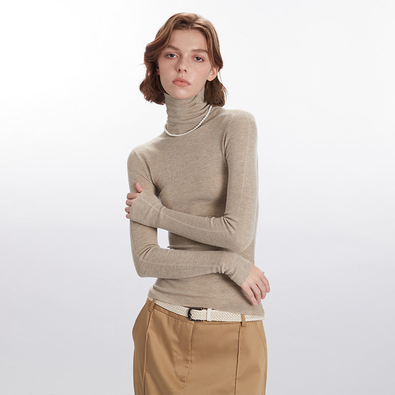 Nariele semi-high neck niche slim tight sweater knitwear