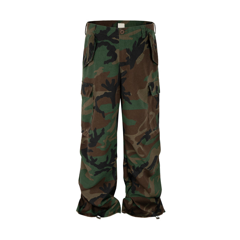 BTSG Drawstring Baggy Camouflage Cargo Pants