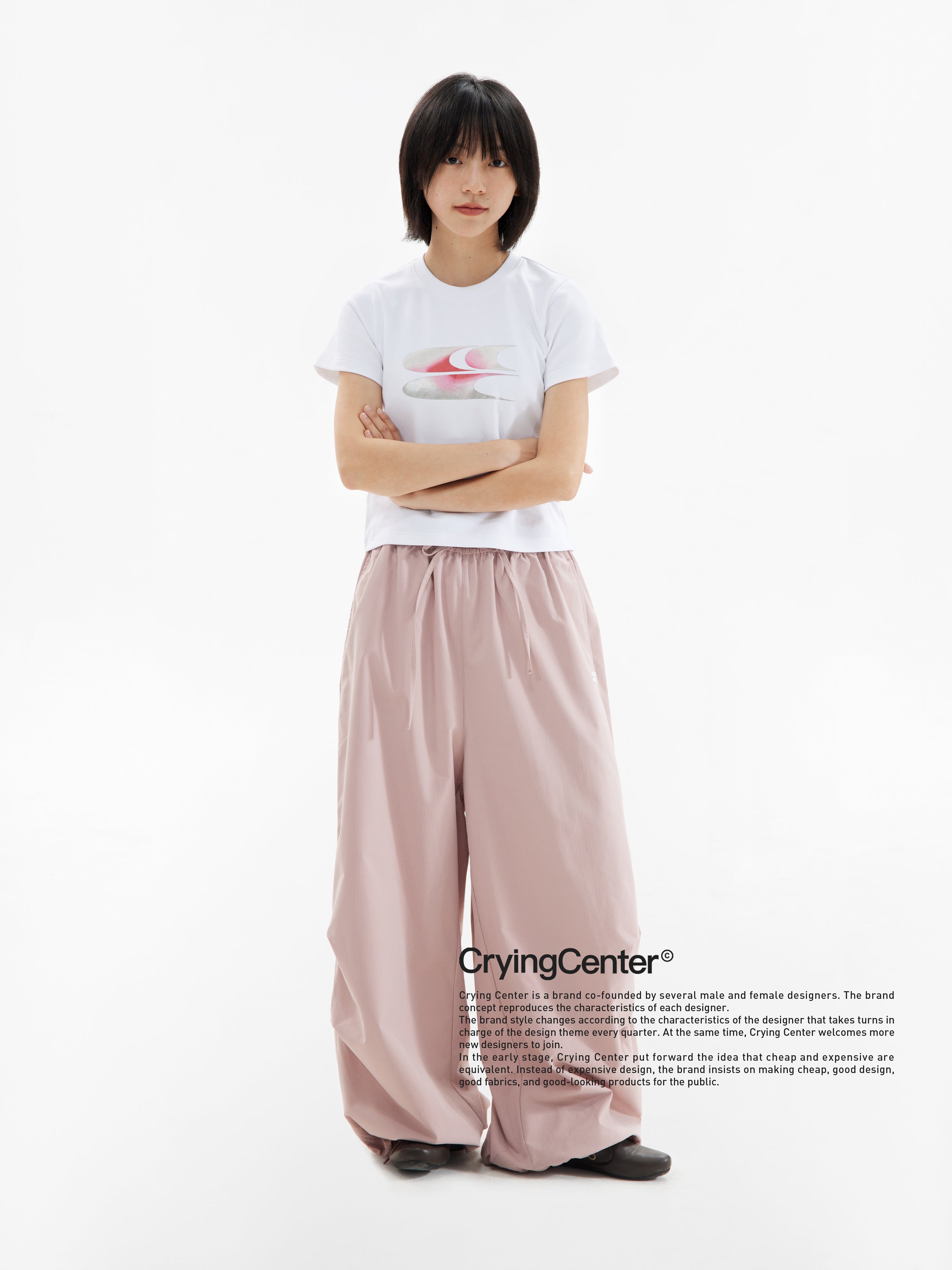 CryingCenter Pink & Silver Gradient Logo Women Tee