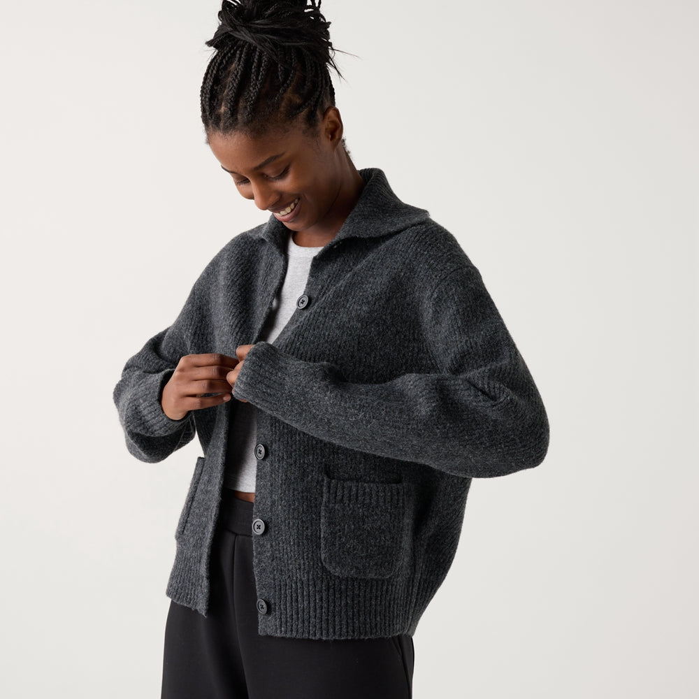 UNIQLO Women's Soufflé Knitted Cardigan Long Sleeve Jacket