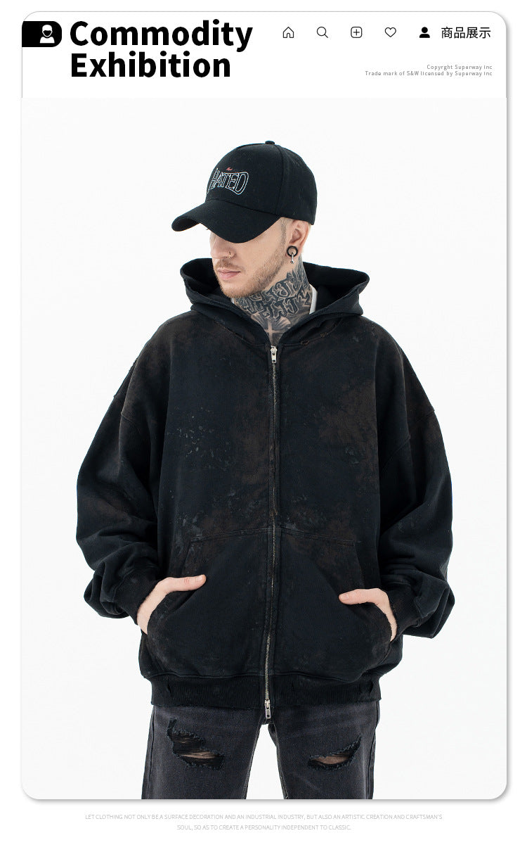 FORGIVNESS  Dirty Fit Mud Dyed Dirty Zipper Hoodie