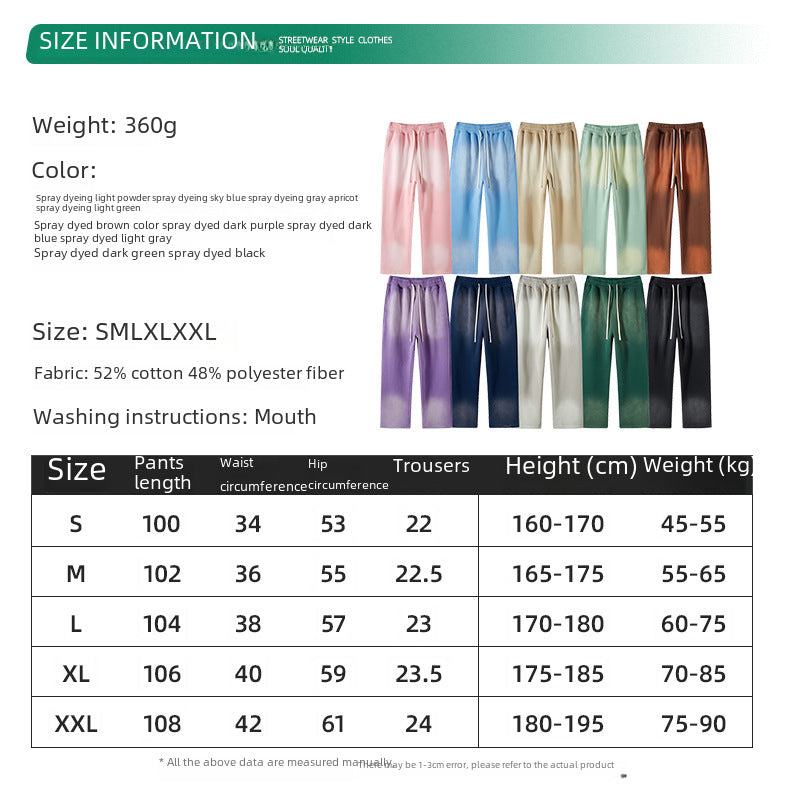 ARTIE 360g Spray Dye Distressed Casual Pants