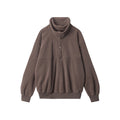 Nariele Double Collar Design Fall Winter Lazy Cardigan Sweatshirt Puffy Fleece Casual Top
