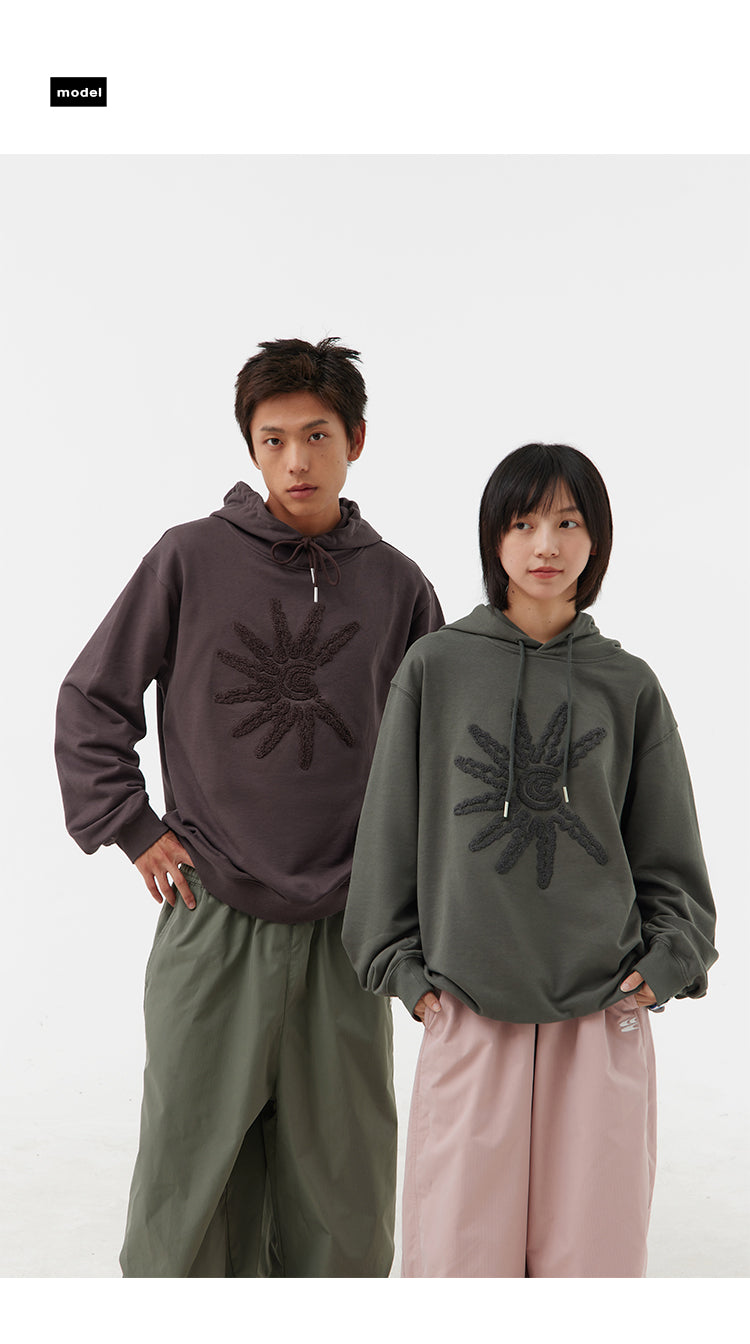 CryingCenter Solar C Brown Dark Grey Towel Embroidered Hoodie