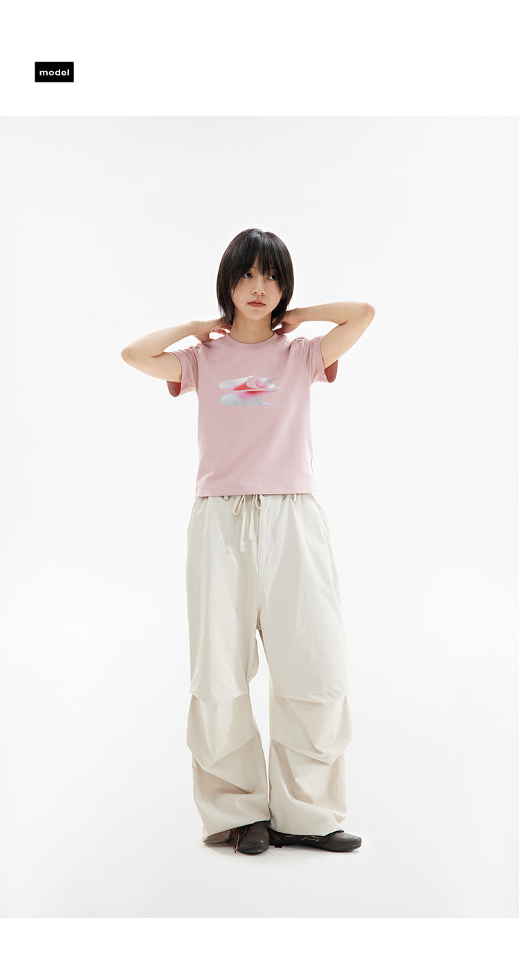 CryingCenter Pink & Silver Gradient Logo Women Tee