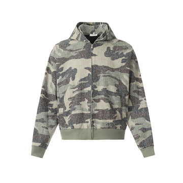 BTSG American Vintage Camouflage Cropped Hooded Zip Jacket