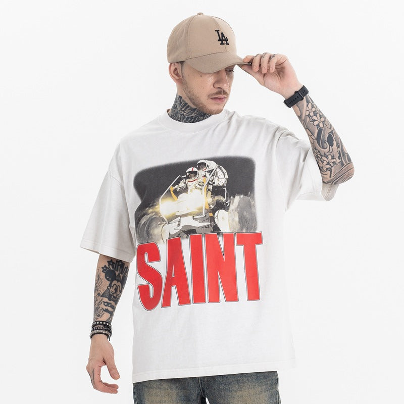 تي شيرت أمريكي بأكمام قصيرة مطبوع عليه رسوم كرتونية من SUP Akira