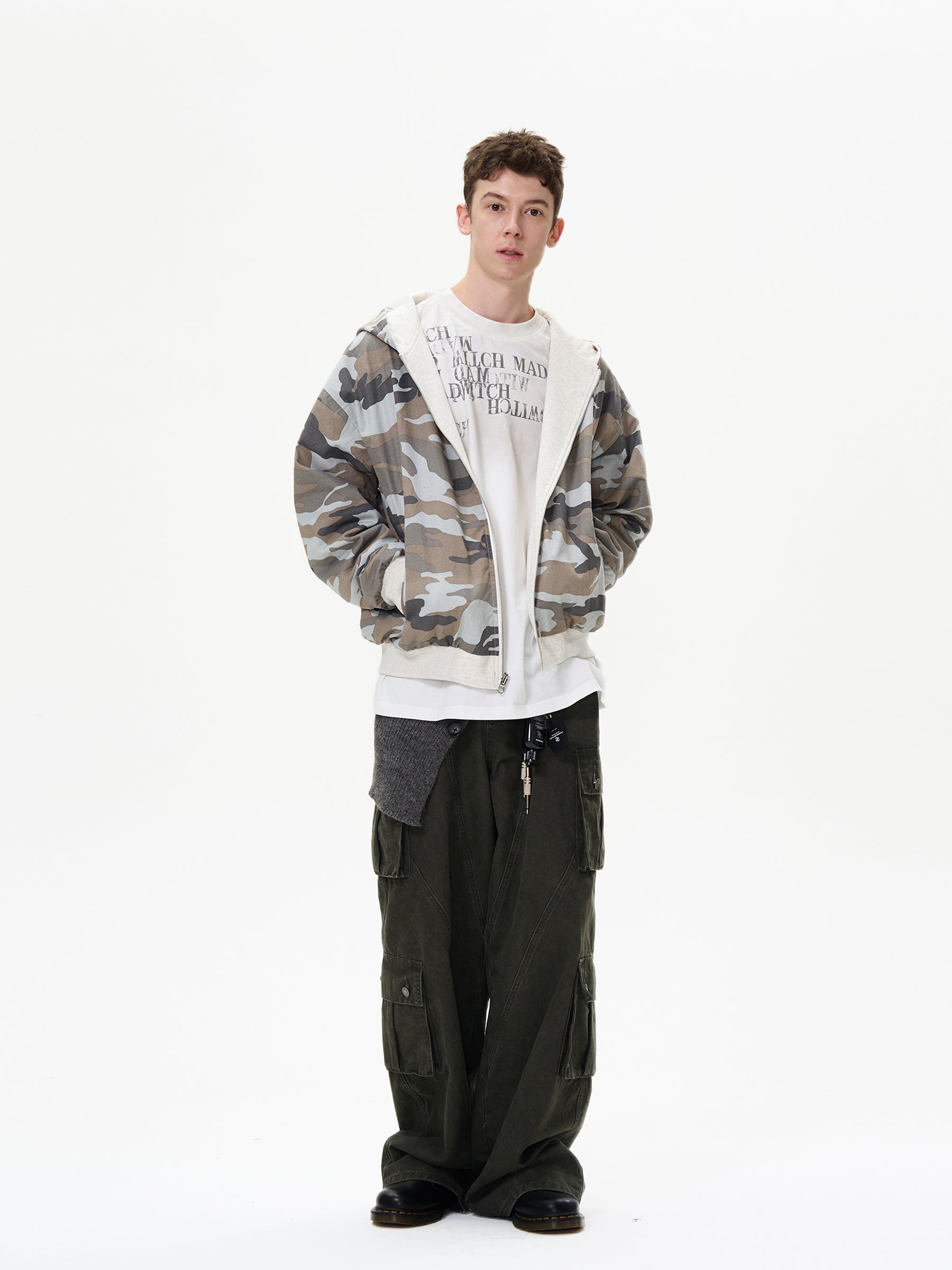 MADWITCH American Retro Reversible Camouflage Casual Vintage Zip-up Jacket