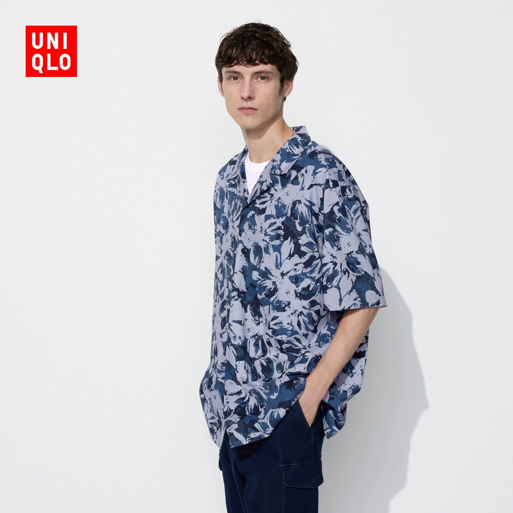 قميص بولو مطبوع من مزيج القطن من Uniqlo