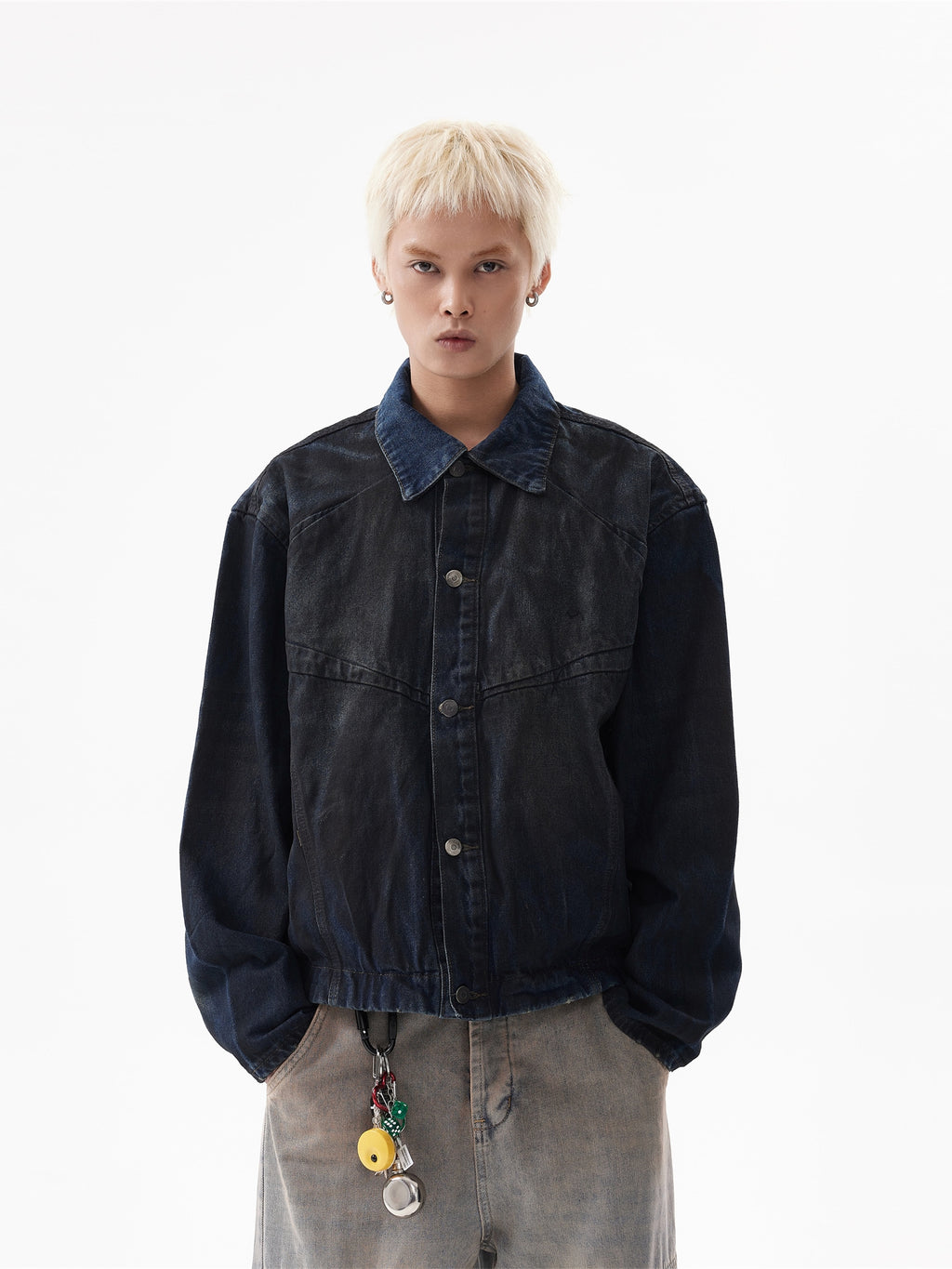 BTSG Frost Distressed Dirty Gradient Denim Jacket