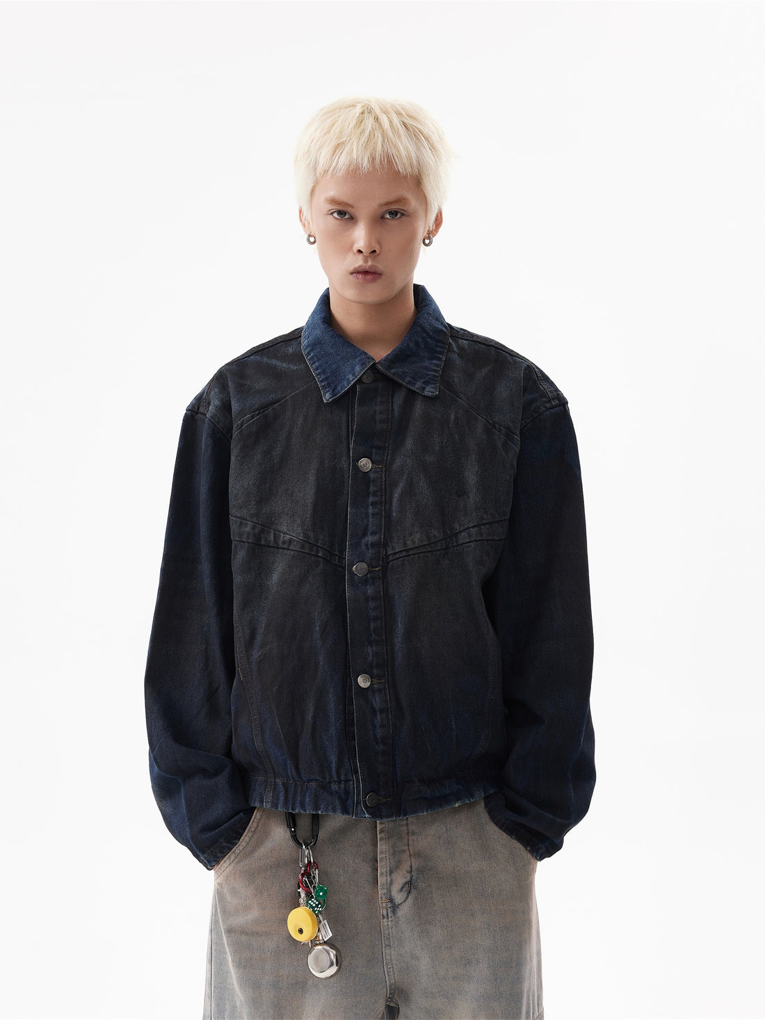 BTSG Frost Distressed Dirty Gradient Denim Jacket