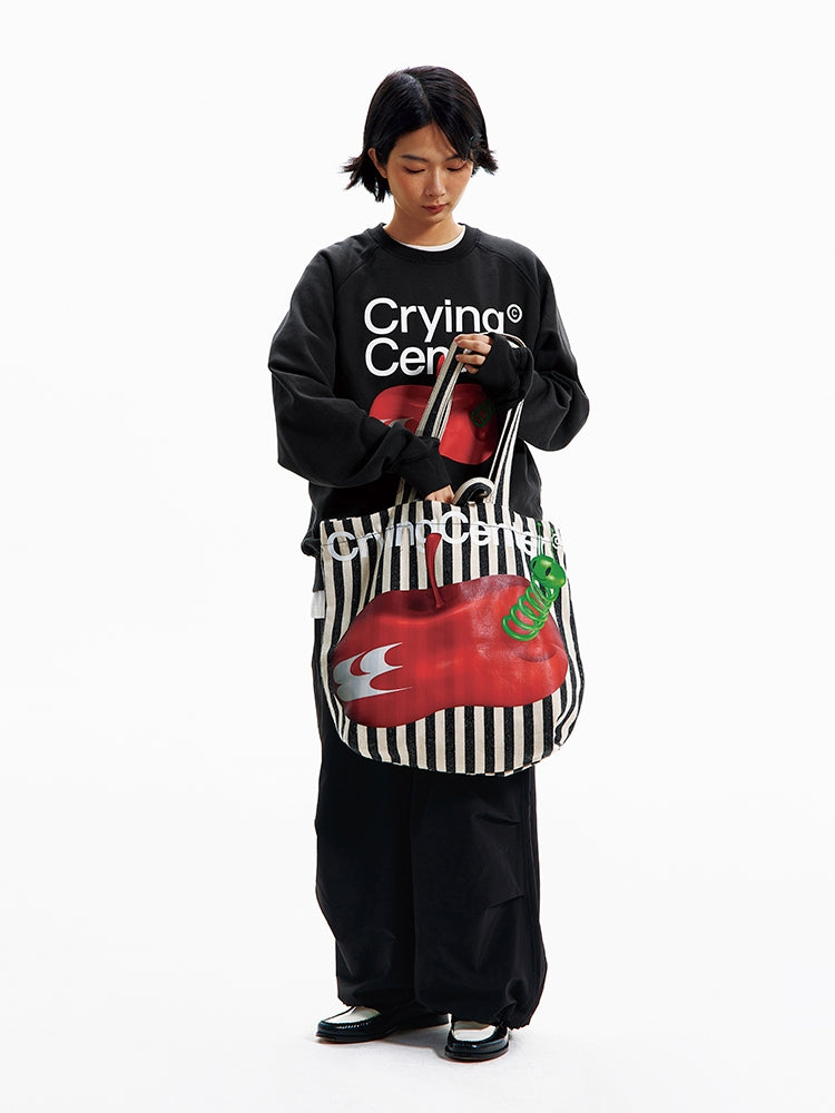 Crying Center Apple Killer Stripe Large Capacity Tote Bag