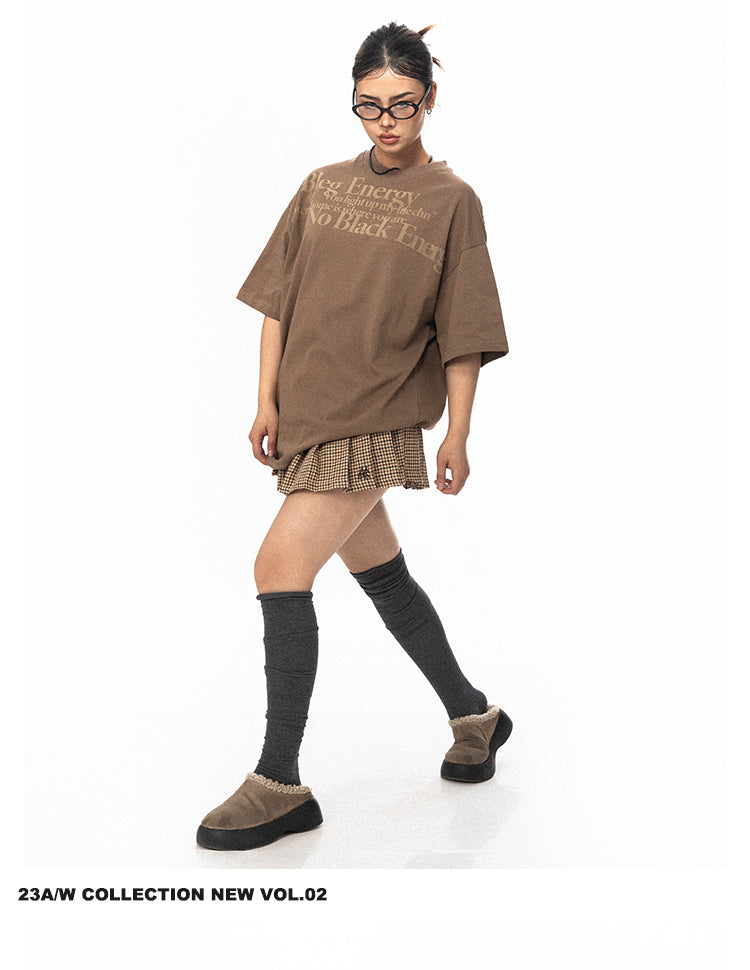 تي شيرت BLACKBB American Retro مطبوع عليه حروف بأكمام قصيرة