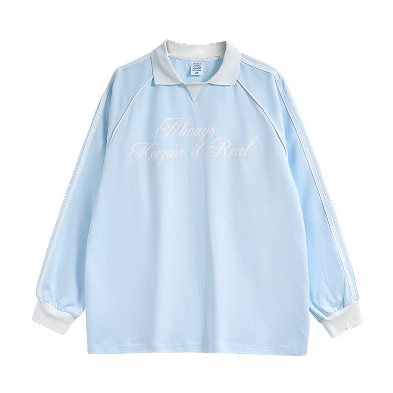 INF Chic Lapel Long Sleeve Retro Tee