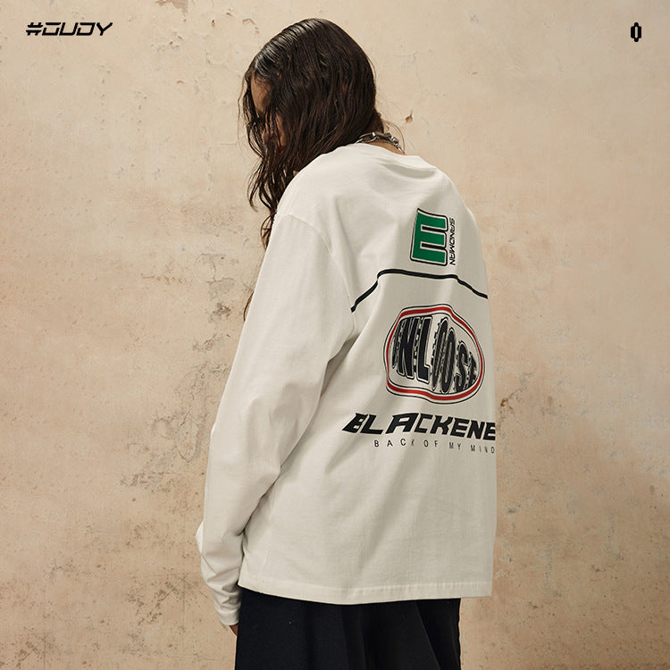 #OVDY original unisex biker style prints loose  long sleeve sweatshirt