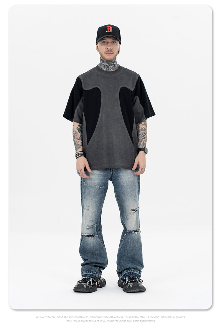 FORGIVNESS Simple Distressed Blocks Embroidery Tee