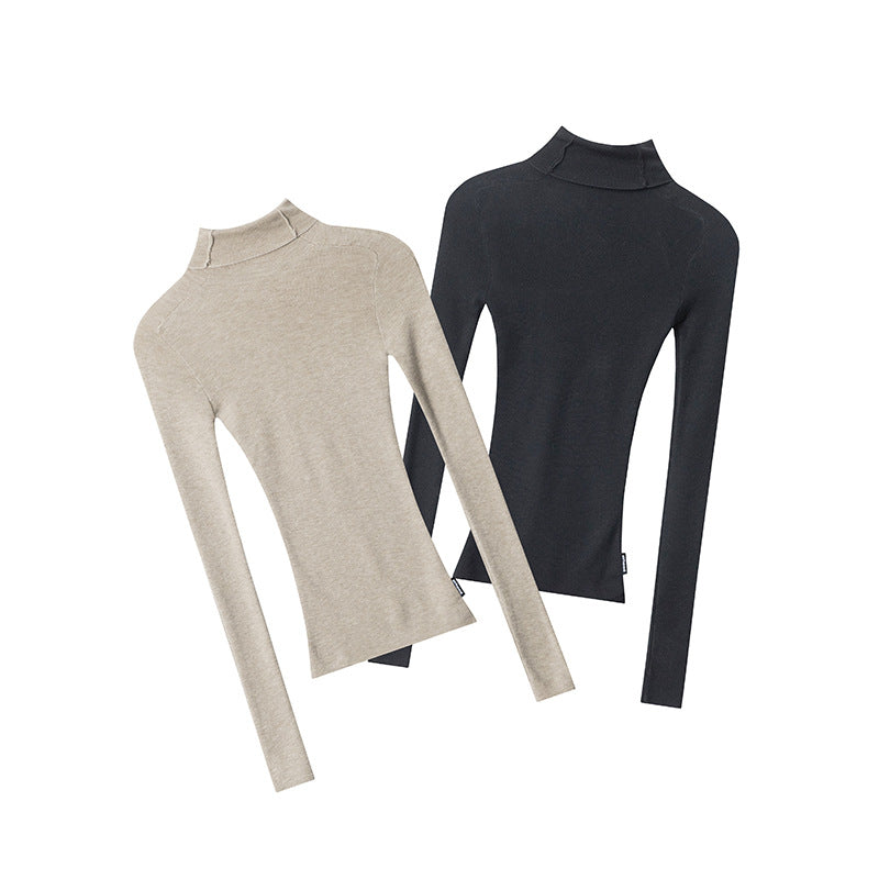 Nariele semi-high neck niche slim tight sweater knitwear