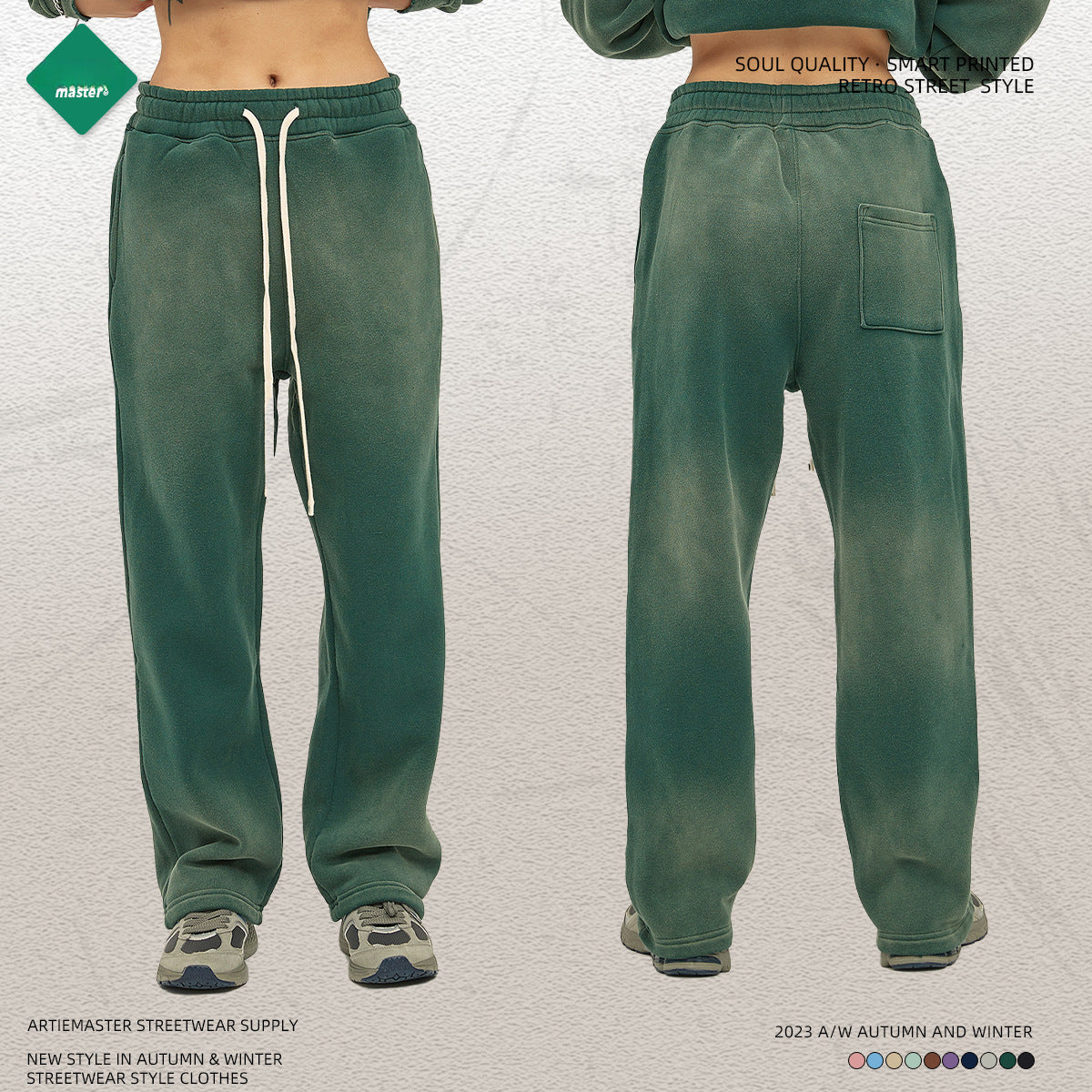 ARTIE 360g Spray Dye Distressed Casual Pants