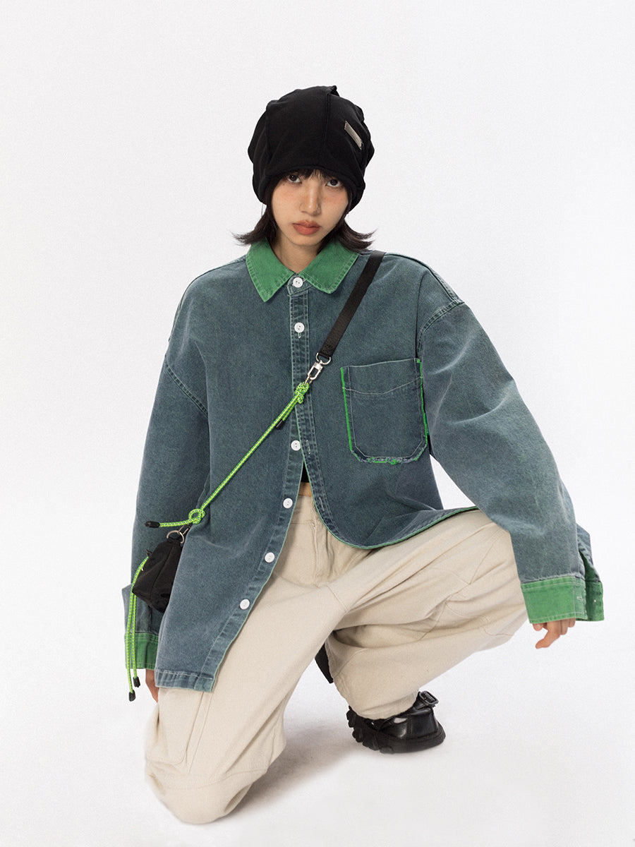 BLACKBB Vintage Washed Denim Shirt Coat