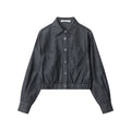 Nariele Womenswear Trendy Chic Wears Cropped Jacket Denim Wide-leg Pants Set