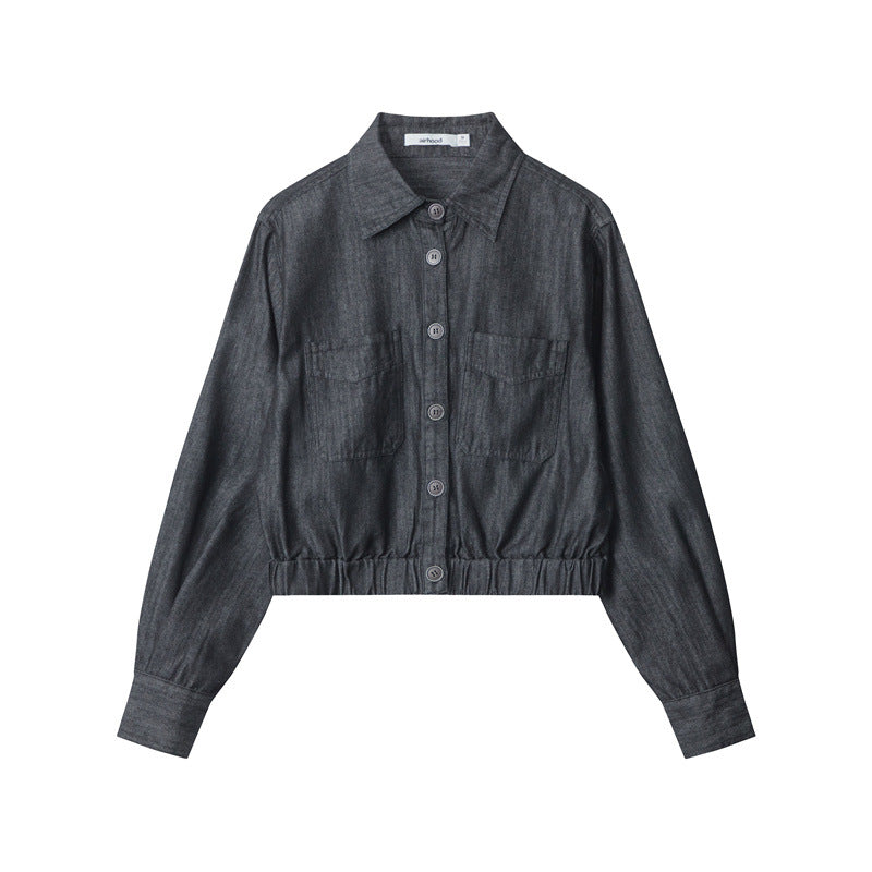 Nariele Womenswear Trendy Chic Wears Cropped Jacket Denim Wide-leg Pants Set