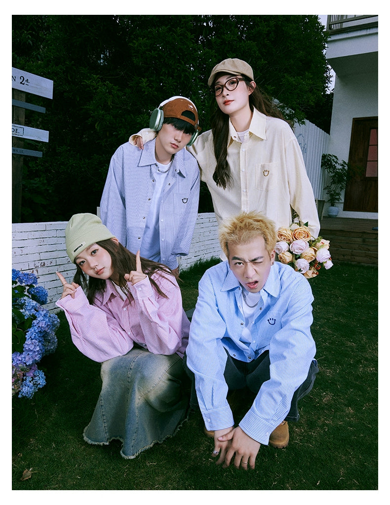 Lemanism Striped Smiley Shirt