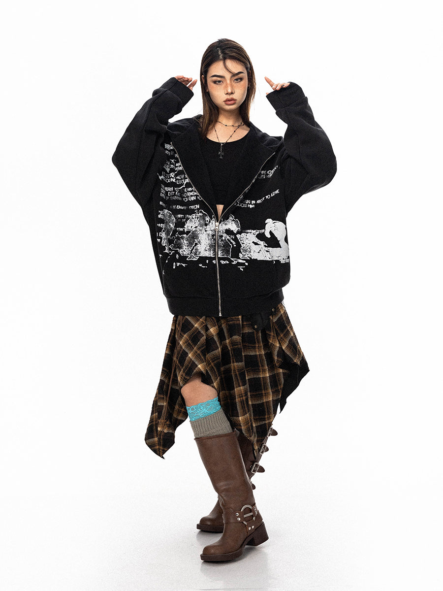 سترة BLACKBB كلاسيكية بسحاب على شكل حرف أبجدي مغسول