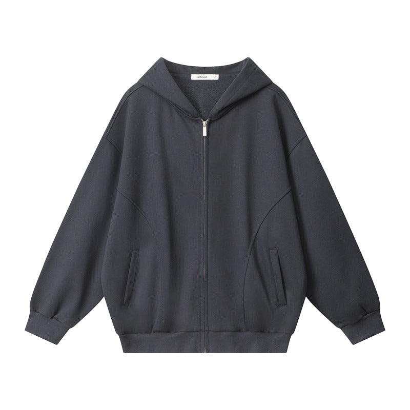Nariele Classic Loose Solid Women's Hoodie Zipper Jacket