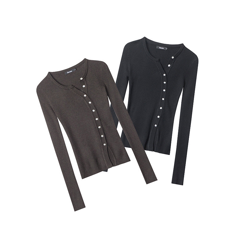 Nariele Long-sleeved Knitted Cardigan Women's Thin Knit Sweater