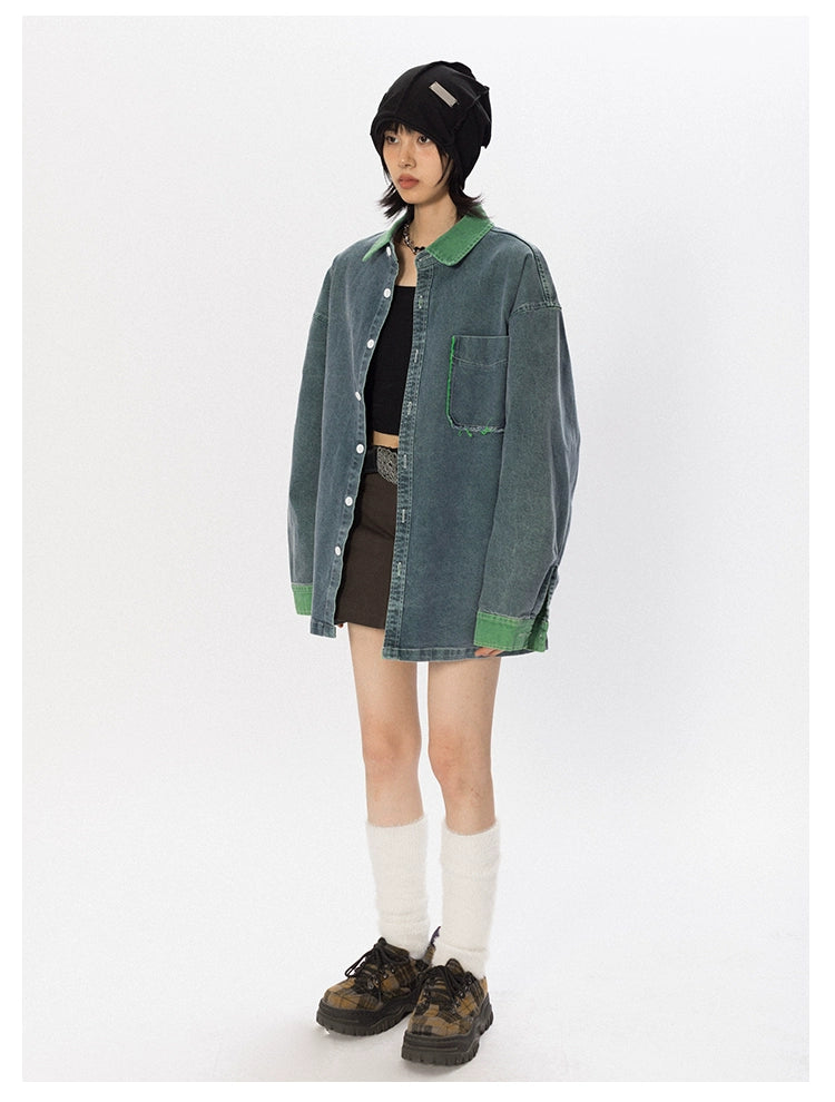 BLACKBB Vintage Washed Denim Shirt Coat