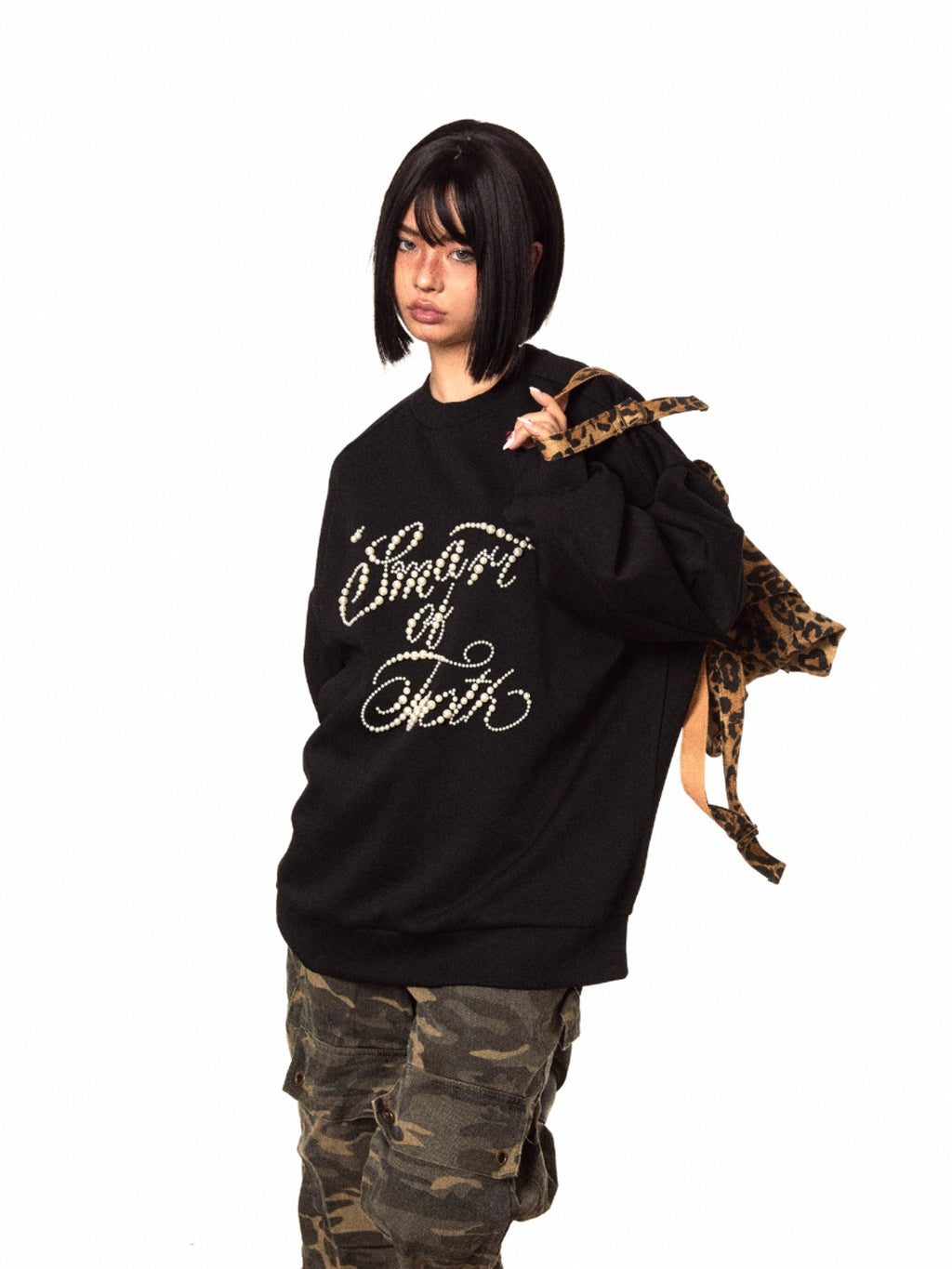 BLACKBB American Three-dimensional Pearl Sweatshirt