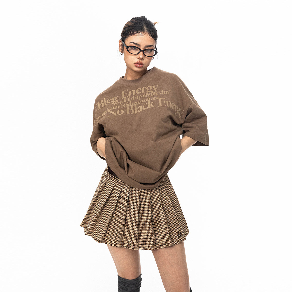 تي شيرت BLACKBB American Retro مطبوع عليه حروف بأكمام قصيرة