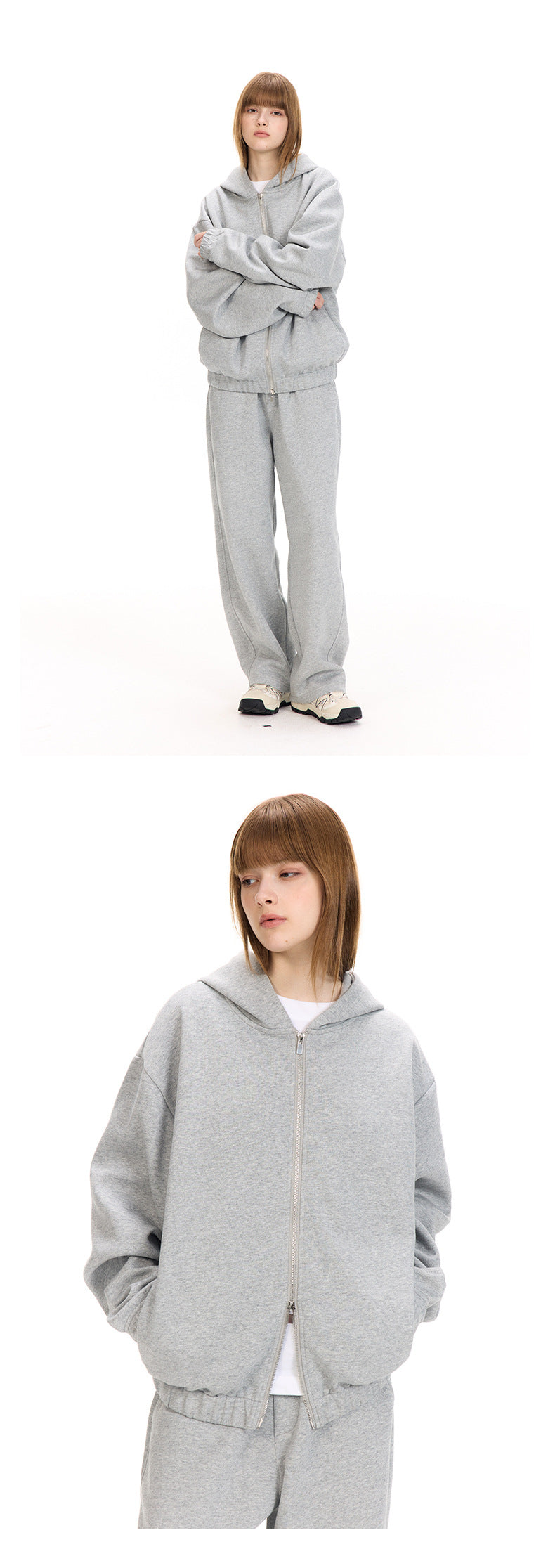 UNF 380g Winter Zipper Hooded Jakcet X Sweatpants