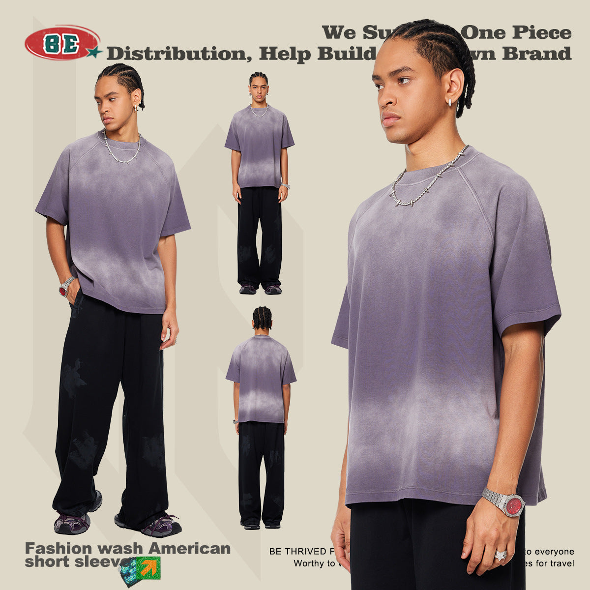 (Clearance) BE 100% Cotton Gradient Wash Tee