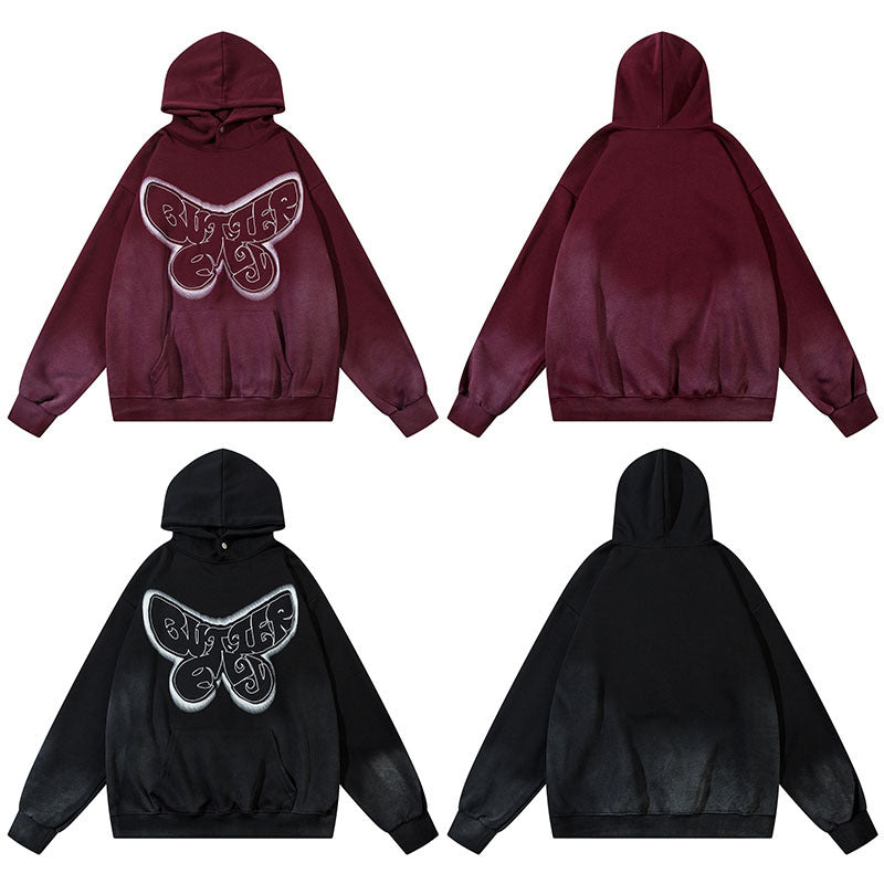 TKPA Butterfly Embroidery Loose Hoodie