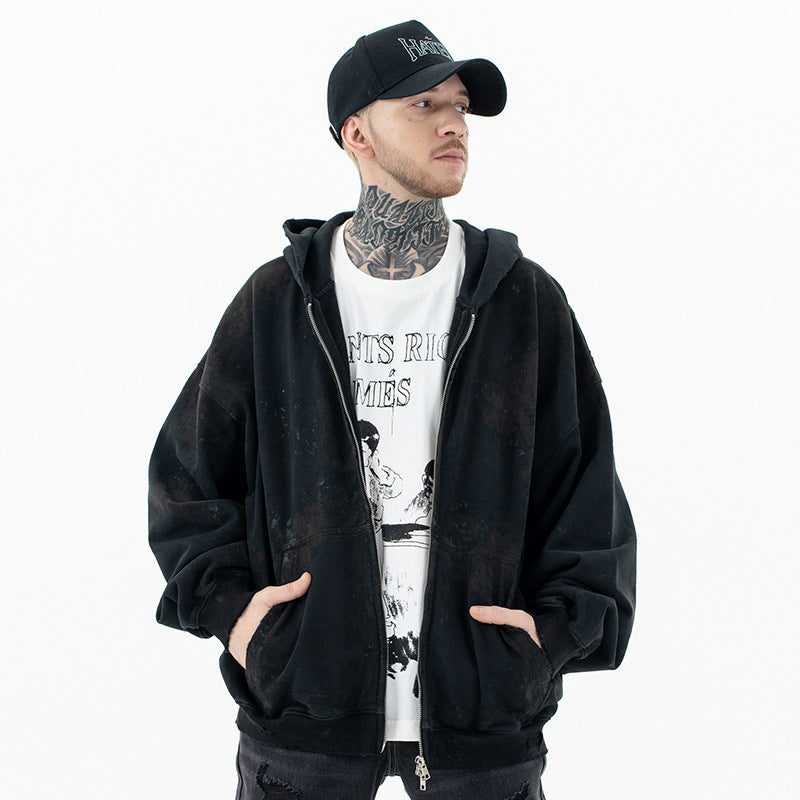 FORGIVNESS  Dirty Fit Mud Dyed Dirty Zipper Hoodie