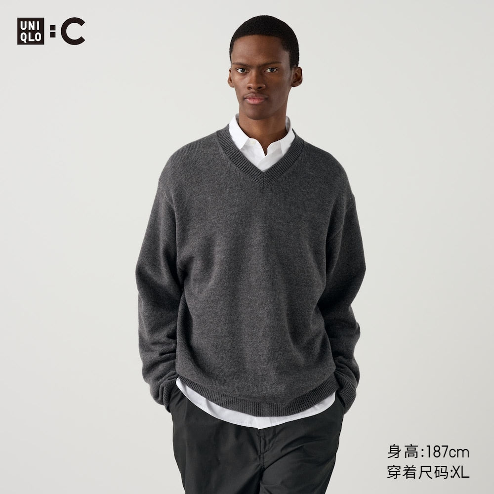 Uniqlo Collaboration Casual V-Neck kKnitwear Long-Sleeved Sweater