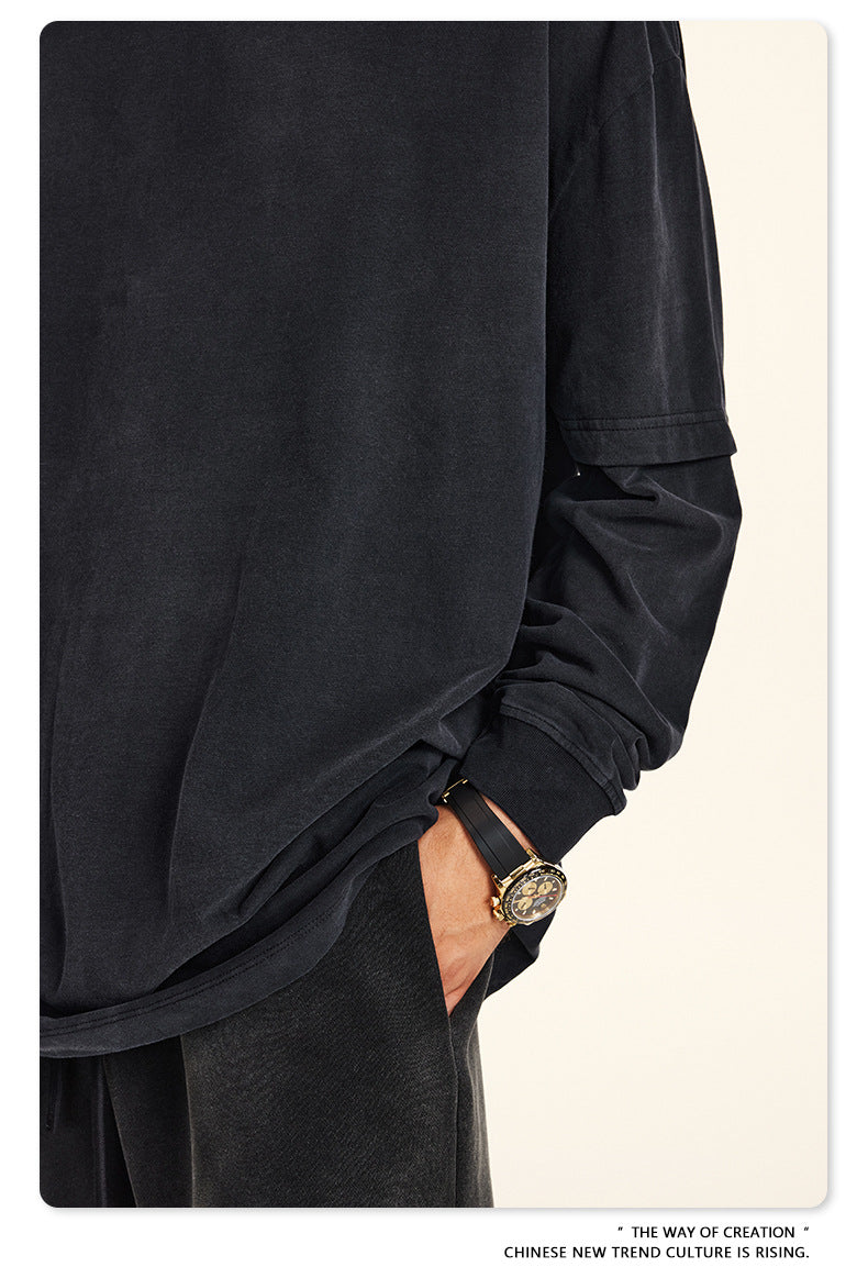 BE Washed 100% Cotton Long 2 Sleeve Tee