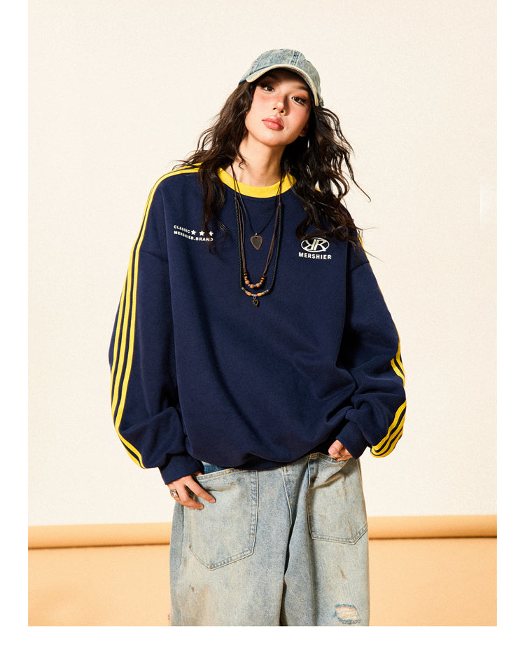 Mershier American Retro Sports Crew Neck Sweatshirt