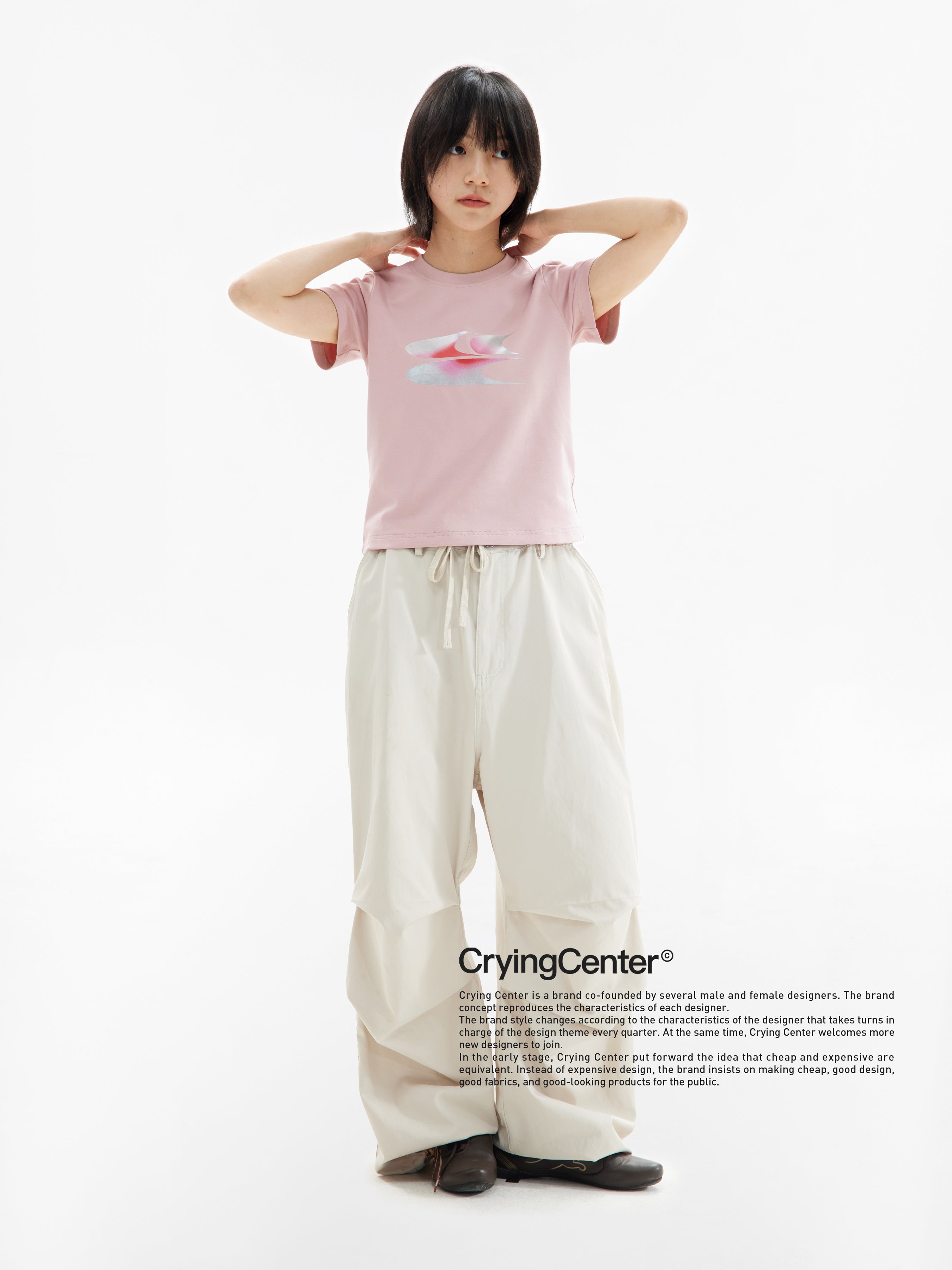CryingCenter Pink & Silver Gradient Logo Women Tee