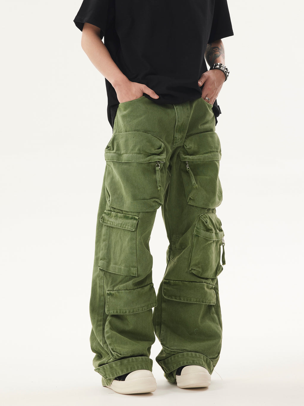 BTSG* Cargo Pants Washed Distressed Jeans