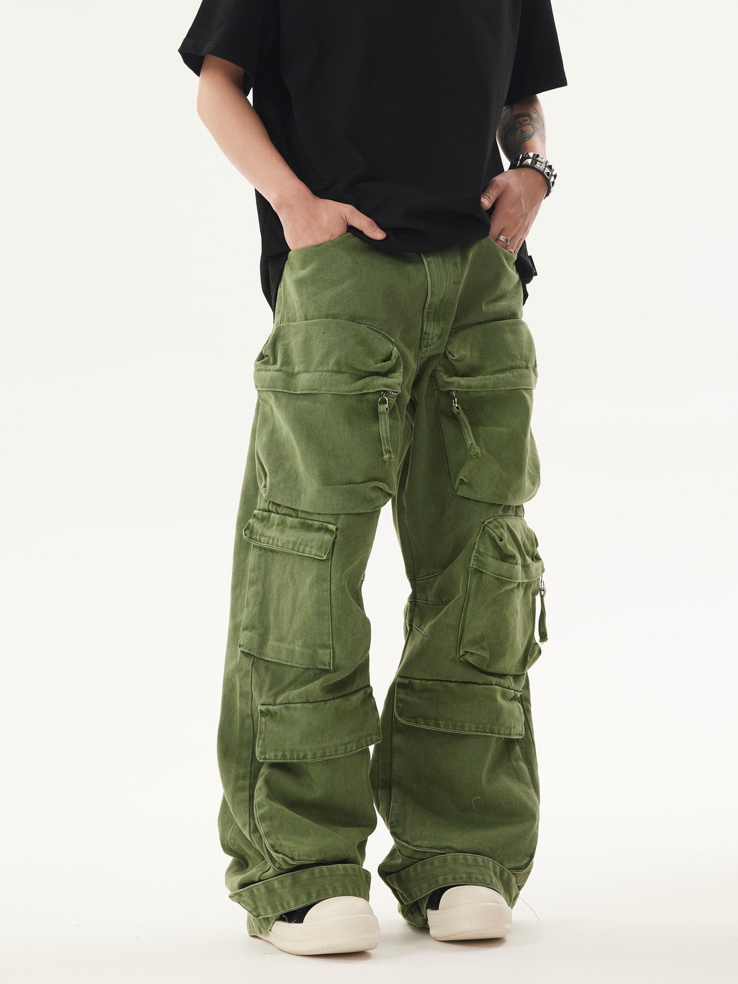 BTSG* Cargo Pants Washed Distressed Jeans