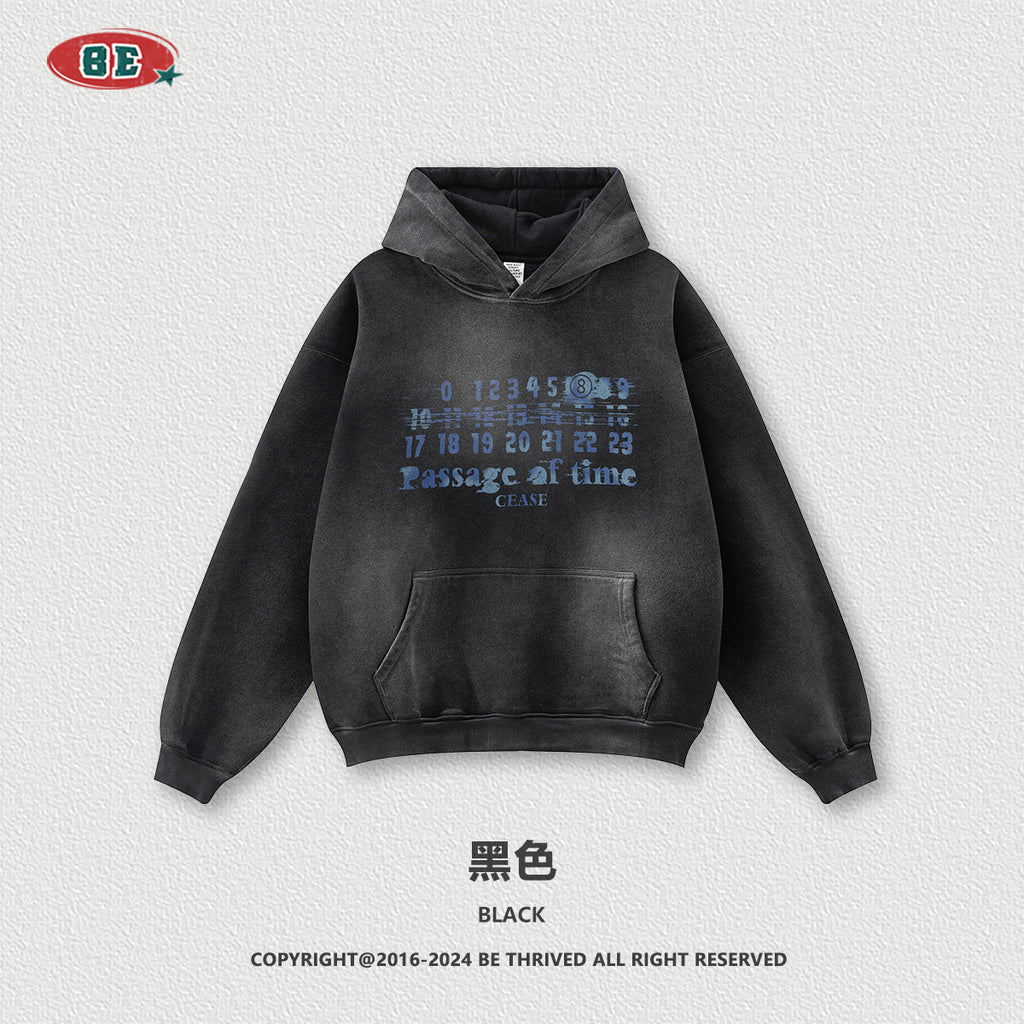 BE Autumn American Mottled Letter Hoodie