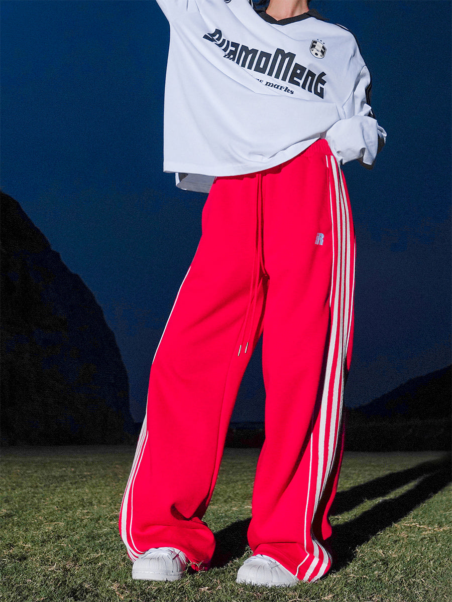 lemanism three-bar contrast sweatpants