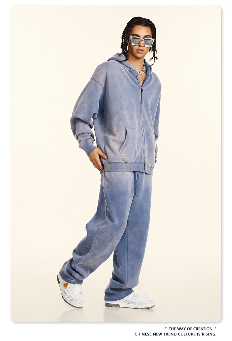 BE Washed Fleece Hooded  Zip Jacket