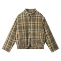 Nariele Y2K retro plaid Stand Neck Winter Slim short cotton jacket
